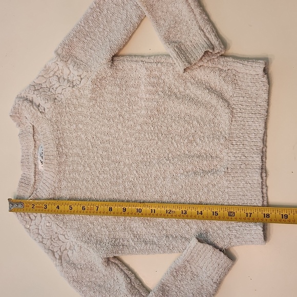 Justice Cream Knit Sweater With Lace Details Size 8 - Picture 5 of 7